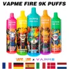 Original VAPME FIRE 9000 9k Puffs Cigarrillos electrónicos desechables 18 ml Pod precargado con batería recargable de 850 mah 0% 2% 3% 5% 18 sabores VS RandM Tornado 9K OEM Bienvenido