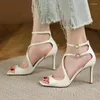 Sandalen 2023 Sommer Cross Strap Dünne High Heels Große Hohle Frauen Kopf Fisch Mund