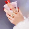 클러스터 반지 중국어 Mahjong for Women Metal Creative Cool Cool Hip Hop Transfer Beads Gold Color Ring 선물 보석