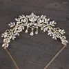 Hair Clips Gorgeous Crystal Bride Wedding Crown Tiara Accessories Bridal Head Chain Headband Women Jewelry Hairbands