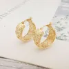 Heißer Verkauf Echt Solide Mode Design Gelb Gold Creolen Frauen Schmuck Großhandel