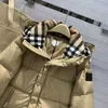 Chaqueta acolchada de diseñador para hombre y mujer, chaqueta de plumón con capucha, Parka gruesa, prendas de vestir, chaqueta de plumón con patrón a cuadros de dos colores