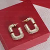Kvinnor Crystal Designer örhängen Chic Diamond Golden Earrings Retro Rhinestone Studs för Party Wedding Birthday Present