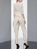 Pantaloni a due pezzi da donna Est 2023 Blazer bianco da donna di design 2 pezzi Set patchwork giacche da abito vintage tailleur pantalone dritto femminile