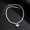 Pendant Necklaces Korean Pearl Beaded Choker Necklace Cool Peach Heart For Men Women Fashion Jewelry Engagement Gifts