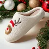 467 Cartoon Cotton Weihnachten Stickerei Preppy Pantoffeln für Frauen Männer mit VEET Dicked warmem Fell Winter Slipper Komfort 231109 515 Comt