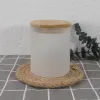 6oz 14oz 16oz Empty Sublimation Clear Frosted Glass Candle Jars with Bamboo Lids for Making Candles ss0410