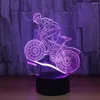 Veilleuses VTT Rider 3D Lumière 7 Couleurs Changeantes LED Lampe de Table de Bureau Illusion Fans de Sport Cadeau Pour Petit Ami Enfants GX429