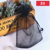 500pcs / 10x15 11x16 13x18 15x20 cm Noir Organza Cordon Sacs Bijoux Cadeau Emballage Sacs S'appliquent à Mariage / Anniversaire / Noël