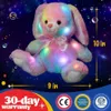 Plüsch-Leuchtspielzeug, leuchtendes Baumwollhasen-Plüschspielzeug, niedliches Kissen, LED-Lichter, Musik, Regenbogen-Kuscheltiere, Osterhase, Geschenk für Kinder und Mädchen, 231109