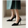 Dress Shoes 2023 Spring And Autumn Thin Heel High Heels Pointed Rhinestone Women's Singles Shallow Mouth Suede