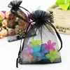 Cadeau cadeau 50pcs sacs d'organza noirs 30x40cm grand sac de cordon de fête faveur bijoux cosmétiques boutique emballage