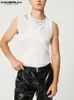 Herren-Tanktops, Herren-Tanktops, aushöhlen, Netzstoff, transparent, Streetwear, solide O-Ausschnitt, ärmellose Westen, sexy Party-Nachtclub-Oberteile, INCERUN S-5XL 230410