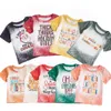 T-shirts Exclusice Girlymax Christmas Short Sleeve Outfits Baby Girls Bleached Top T-shirt Santa Pumpkin Leopard Boutique Kids Clothing 230410