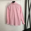 Camicette a maniche lunghe autunnali da donna moda rosa bianca Camicia da donna di design di lusso in cotone con colletto rovesciato camicia a lettere allentate top vestiti da donna