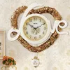 Horloges murales swing coeur blanc salon salon chambre à coucher silencieuse bijoux en or décoration circulaire quartz