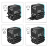 Travel Adapter International Universal Power Cable Plug Adapter All-in-one with 5 USB Worldwide Wall Charger for UK/EU/US/Asia Cgfql