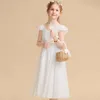 Girl Dresses A-line V-Neck Tea-Length Chiffon Pageant Party Flower Dress For Kids Wedding Bridesmaid Birthday Formal Princess Gown