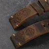 Bracelets de montres Bracelet en cuir denim à une couche fait à la main 20 22 24 26MM Bracelet en cuir marron garni adapté au bracelet pour homme souple PAM111 441 230410