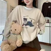 Women's Hoodies Autumn Fashion Women Sweatshirt Y2k Harajuku Cartoon Dog Print Pullover Female Thickened Plush Short O Neck Jumper Mujer