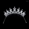 Hårklipp lyx eleganta tillbehör brud bröllop zirkon huvudbonad krona modell pageant catwalk