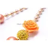 Colliers de perles Couleur Orange Fleur Enfant Chunky Collier Nouvelle Conception De Mode Bubblegume Perle Bijoux Pour Bébé Fille Drop Livraison Juif Dh7I6