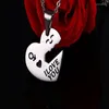 Цепи 2023 Модный материал из нержавеющей стали Love Key Heart Двухчастотный подвесной костюм подходит для аксессуаров пар