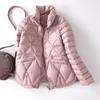 Femmes duvet automne hiver veste légère femmes col montant Plaid blanc canard manteau femme lumière Parkas vêtements d'extérieur élégants