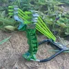 Hunting Slingshots Green Strong Fishing Slingshot with Wrist Rest Outdoor Hunting Metall Material Sling Shot Rubber Band Darts Flashlight Package Q231110