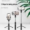 Selfie Monopods Télescopique universel sans fil Bluetooth Selfie bâton pliable trépied Mini obturateur télécommande pour IOS Android Smartphones Q231110