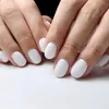 False Nails 24pcs 반짝이는 흰색 짧은 가짜 재사용 가능한 인공 프레스 디자인 DIY 전체 커버 손가락 팁 매니큐어 도구