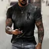 Herr t-shirts Summer Men's T-shirt European och American Street Fashion Casual Poker K 3D Printing Löst stor storlek snabbtorkning 230410