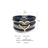 Bracelet Mode Bohème Multicouche En Métal Amour Coeur Charme En Cuir Strass Tressé Wrap Bracelet Pour Femmes Bijoux Gfits