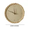 Wall Clocks Ins Japanese Style Rattan Clock Wood Round Digital Decor Bedroom Ornament Hanging Home Simple Homestay Office Mu E3i4