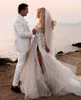 Beach Wedding Dresses Sweetheart Appliques Lace Side Split Princess Wedding Gown Bohemian Bridal Dress Custom Made White