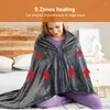 Scarves USB Charging Heated Blanket Shawl Coral Velvet Throw Fast Heating 9 Areas For Outdoor Home Office