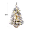 Décorations de Noël Sapin de Noël de table pré-éclairé comprenant de petites lumières LED blanches, base en bois pour table, bureau, ferme, porche, décoration de Noël 231110