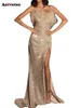 女性のためのノースリーブマキシ新しいファッションビンテージフェザーストラップレスエレガントなスプリットイブニングドレス