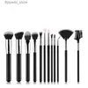 Pincéis de maquiagem ZOREYA Marca 12pcs preto de alta qualidade Conjunto de pincéis de maquiagem Fundação Pó Blending Shadow Bend Eye Liner Base Pincéis cosméticos Q231110