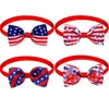 Vêtements pour chiens 60pcs Bow Tie Juillet 4ème jour de l'indépendance Fournitures pour animaux de compagnie Cat Bowtie Animaux Chiens Accessoires de toilettage pour petits