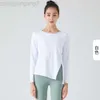 Desginer Aloo dessus de yoga haut femme nu coupe croisée séchage rapide T-shirt à manches longues couverture de sport de course en vrac