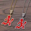 Chains Size Red Running Man Pendant Necklace Men With Chain Mens Iced Out Charm Jewelry Gold Color Hip Hop