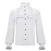 Camicie casual da uomo Camicia con volant gotico Dolcevita Camicetta a pieghe Maniche svasate per uomo Camicie con bottoni Blusas Abbigliamento Top