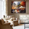 Affisch Picture European Rainy Market Impressionism Canvas Print Artwork for Cozy Living Room Wall Decor