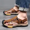 Sandals Summer Leather Leather Men's Men Men Leisure Soft Breatable Crocks Shoes Shoes Beach Men Men الكلاسيكية الحجم الكبير 38 230410