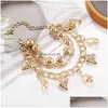 Chaîne New Woman Mitlayer Gold Color Heart Bracelets Bangles Charme pour femmes Crim Crystal Jewelry Drop Livrot Dhgarden Dhylp