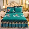 Jupe de lit de luxe en velours épais, literie en cuir, grande fermeture éclair amovible, couvre-lit court en peluche, à l'exclusion des taies d'oreiller, 230410