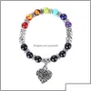 Bracelets de charme Moda 7 Chakra Heart Bracelet 8mm Minchas colorf Stone Reiki Buda Oração Yoga Natural para Mulheres Direcionar