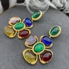 Stud Earrings Vintage Color Ancient Pharaoh Glass Mosaic Of Fresh Sweet Wind Sweep Shoulder Style