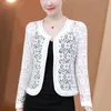 Veste femme haut en dentelle Protection solaire veste courte printemps et été Cardigan coréen mince grande taille perle évider petit châle 231109